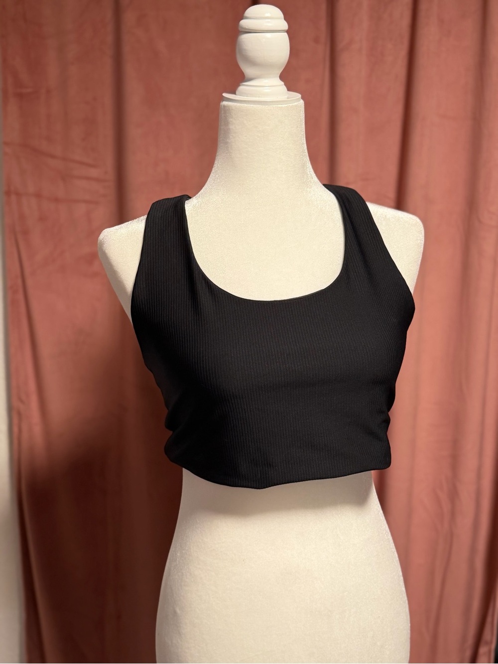 90 Degree By Reflex Black Ribbed Crop Tank
